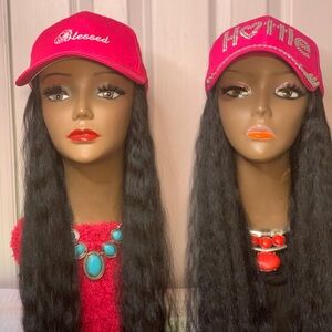 Baseball wig cap with 24”wet an wave human hair